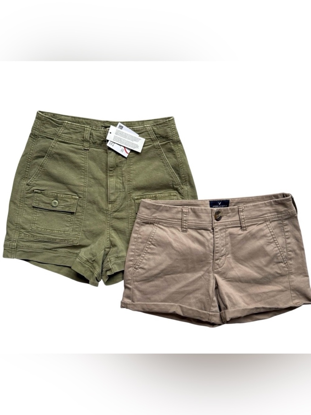 American Eagle Twill Shorts Bundle Olive Green Khaki Size 00 and 0